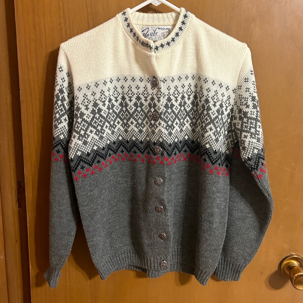 Faribo‎ Woolens Vintage Cardigan Nordic Sweater Women’s Size 38 Large